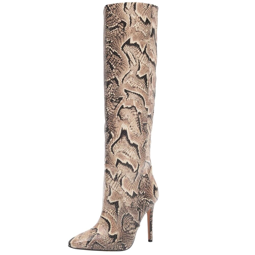 Vince Camuto‎ Knee High Boots Leather Fendel Snake Print Stiletto Heel NEW